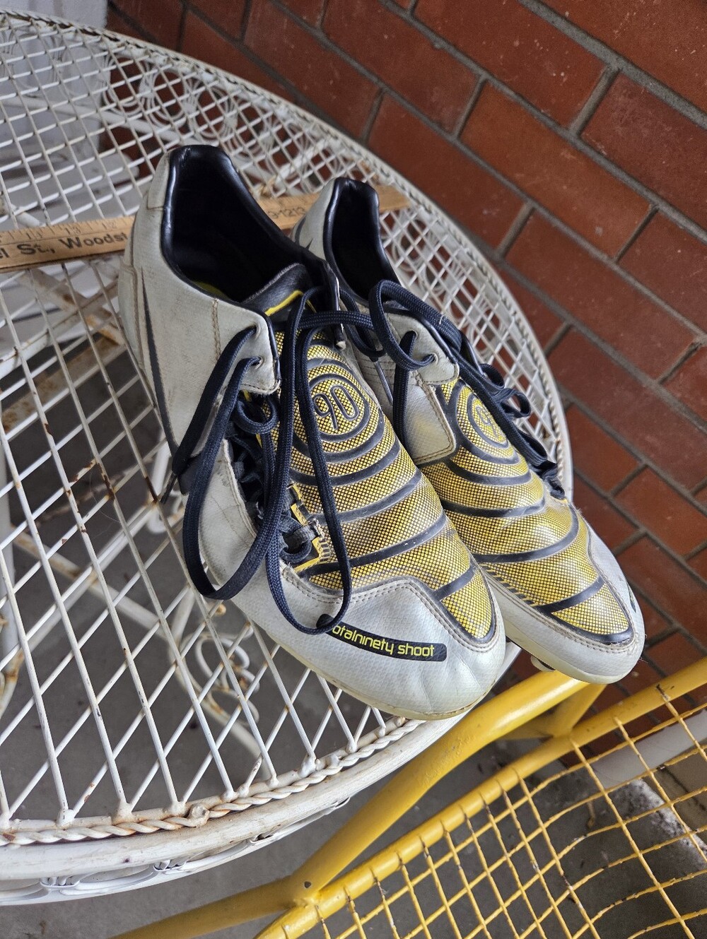 Vintage 2007 Nike Total 90 Shoot I FG Soccer Cleats T90 Silver Yellow Men Sz 13